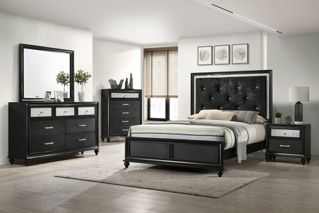 Lila Black Velvet Tufted Upholstered Bedroom Set main view bed