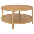 Camillo round solid wood coffee table in maple brown front view