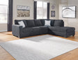 Main view of Ashley Raf Chaise Slate Fabric Sectional Sofa with metal legs
