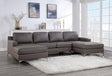 Candace Bronze Double Chaise Sectional sofa front angle showing symmetrical double chaise lounges