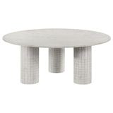 Astoria round white marble coffee table - front view