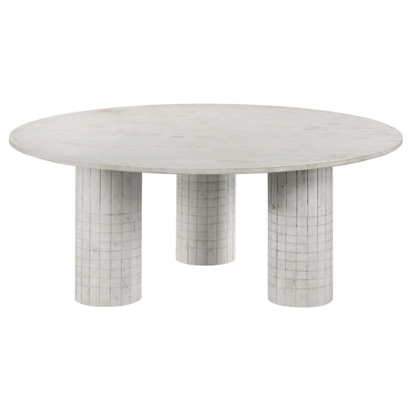 Astoria round white marble coffee table - front view