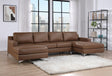 Candace Saddle Double Chaise Sectional sofa front view with double chaise lounges