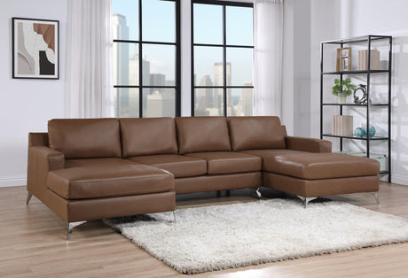 Candace Saddle Double Chaise Sectional sofa front view with double chaise lounges