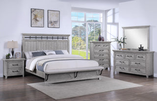 Beckett Gray Panel Bedroom Set main view showing bed and dresser