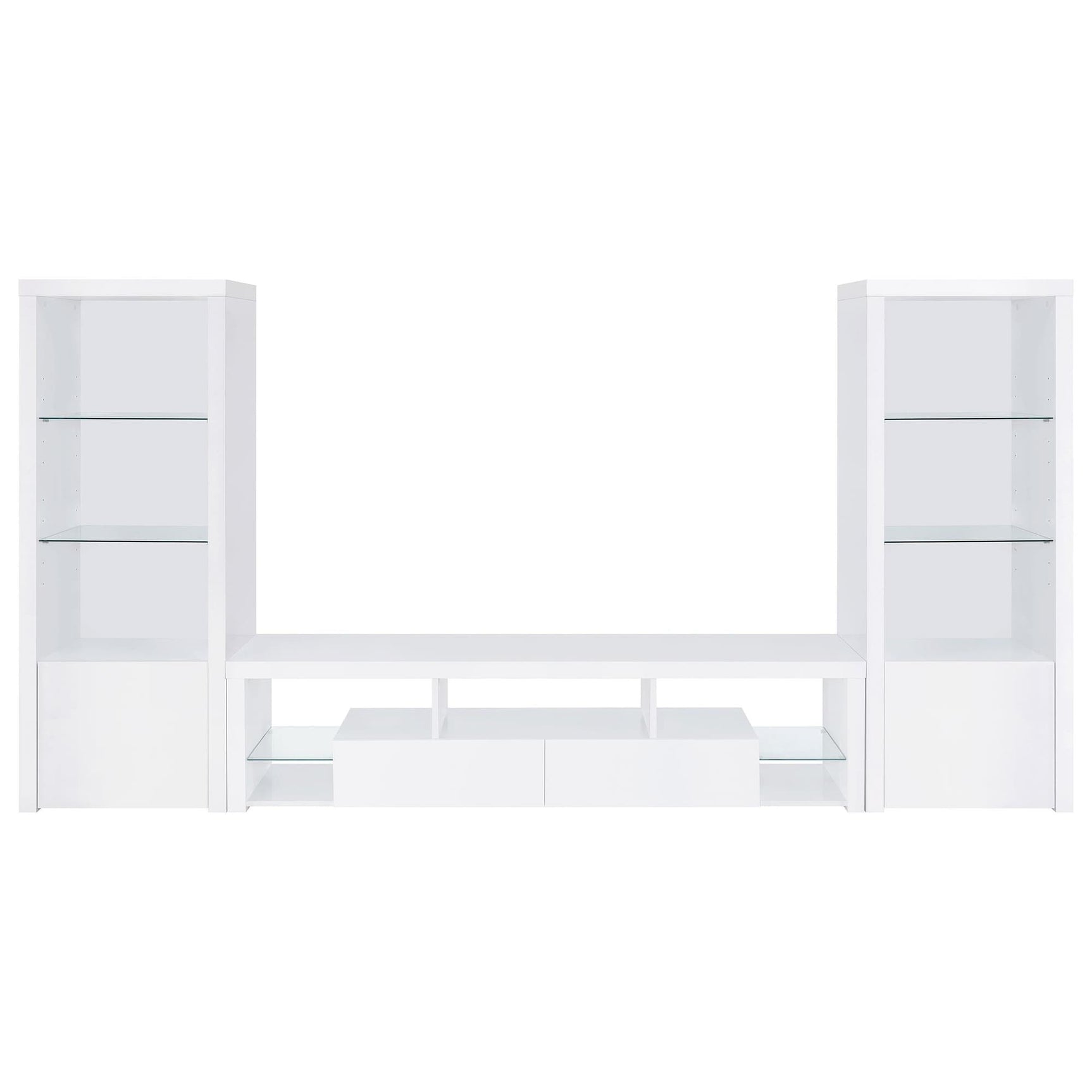 Jude 3-piece 71-inch TV entertainment center white high gloss angled front