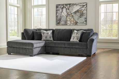 Biddeford Ebony 2-Piece Sectional Sofa with Chaise front view