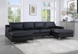 Front view of Candace Black Double Chaise Sectional sofa displaying U-shape
