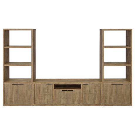 Front view of Tabby 3-piece 60 inch TV Entertainment Center mango finish