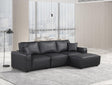 Columbia sectional sofa in black faux leather, front view