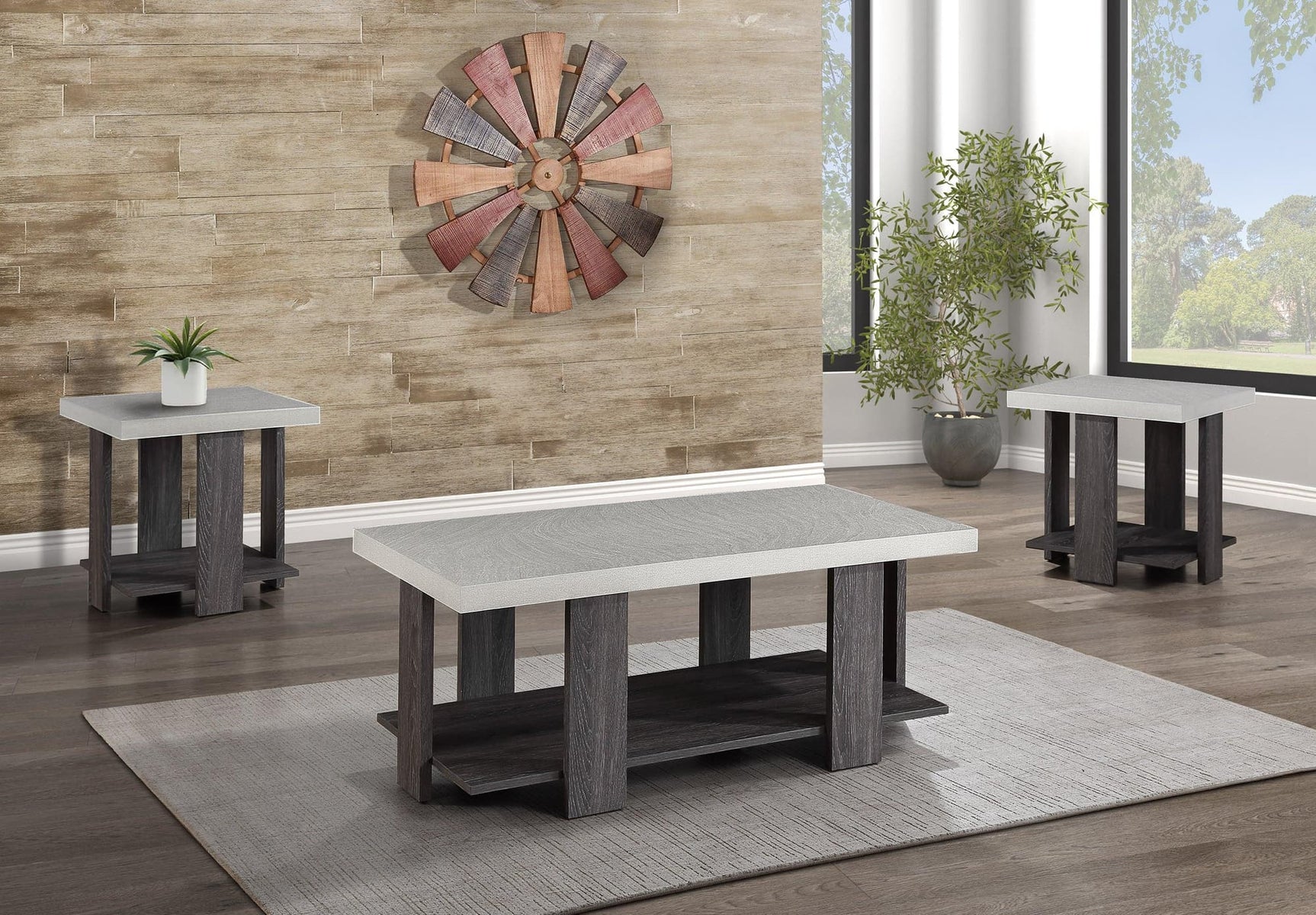 Boris White and Gray Cocktail Coffee Table front view