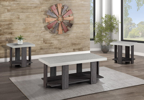 Boris White and Gray Cocktail Coffee Table front view