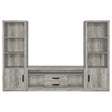 Burke 3-piece 59 inch grey driftwood TV entertainment center front view