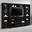 Lewes 4-piece 60" TV Entertainment Center frontal view in cappuccino finish