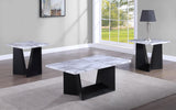 Adea marble top cocktail coffee table with black wood base
