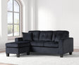 Cris Black Velvet Upholstered Tufted Reversible Sectional sofa front angle