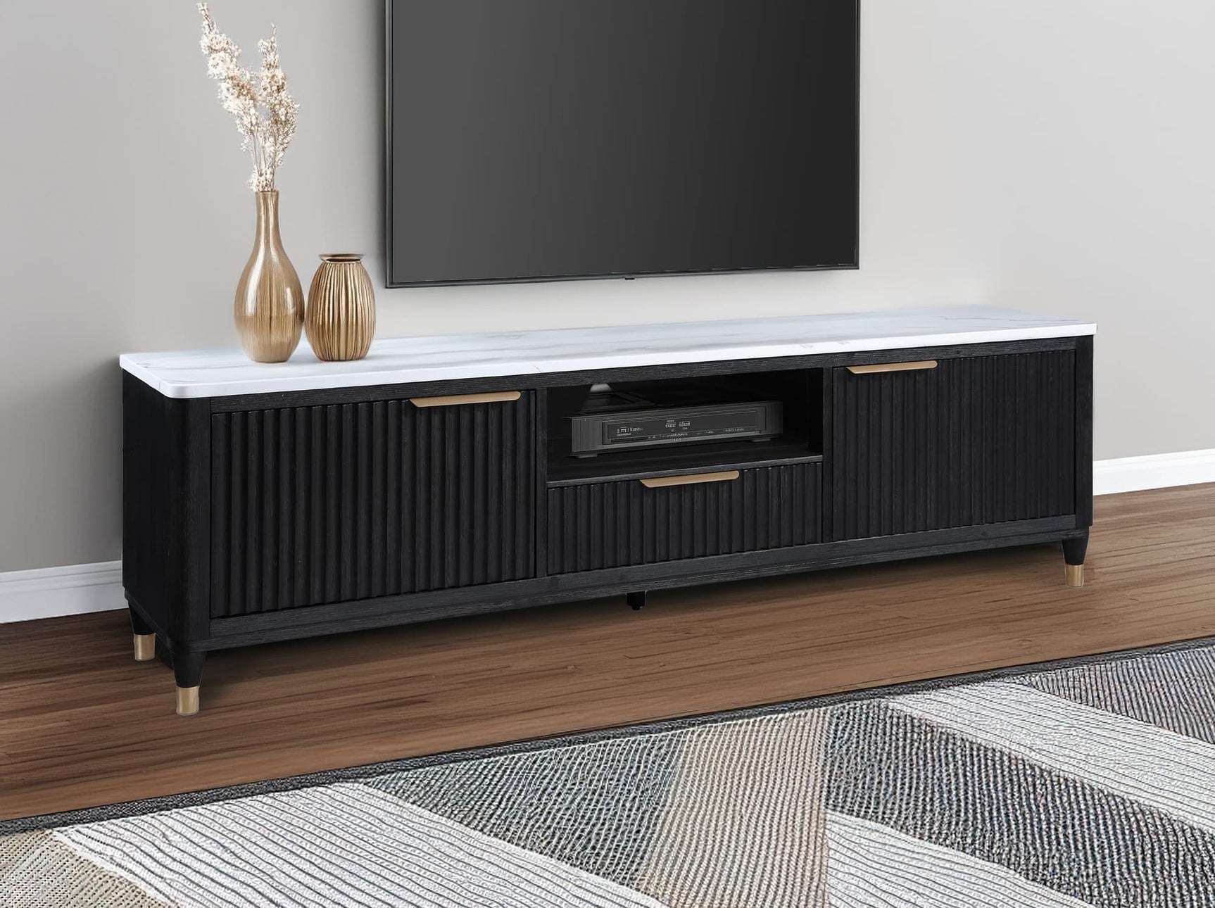 Kara Black TV Stand front view