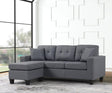 Cris Gray velvet tufted reversible sectional sofa front view