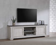 Leighton Light Gray TV Stand front angle showing storage compartments