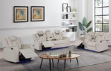 Galaxy Sand faux leather power reclining sofa set front view