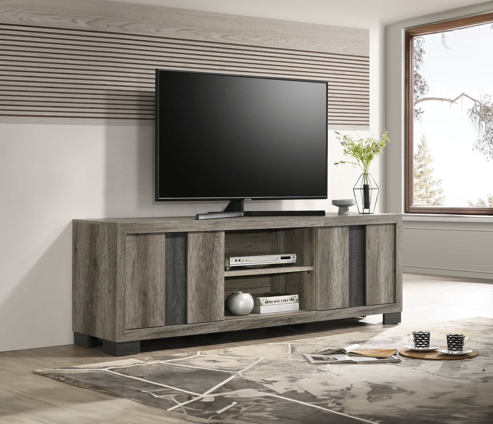 Rangley Gray TV Stand front view