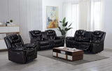 Alexa black 3-piece power reclining sofa set front view