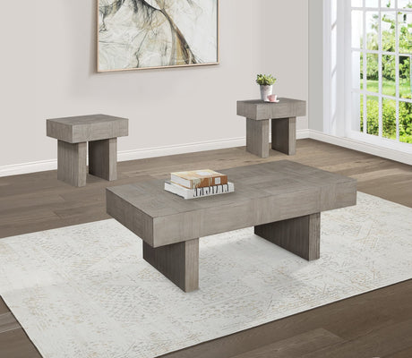 Crawley Gray Coffee Table Set front view
