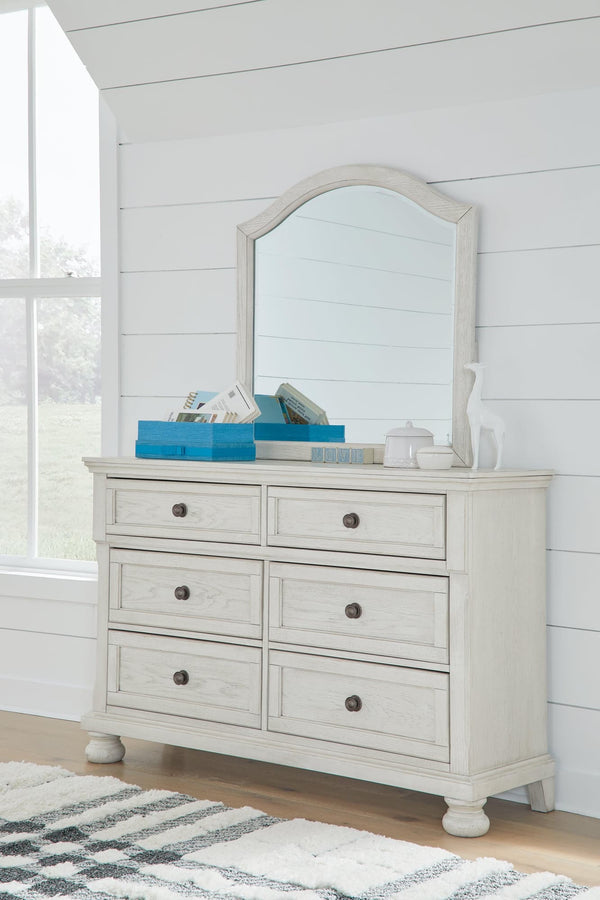 Robbinsdale Antique White Dresser and Mirror front view