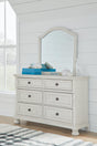 Robbinsdale Antique White Dresser and Mirror front view