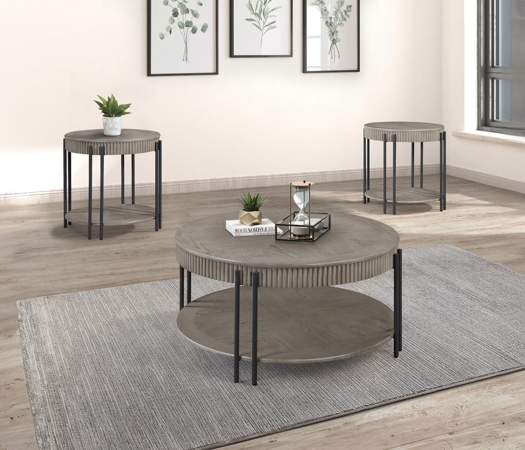 Providence Gray Coffee Table Set shown from front