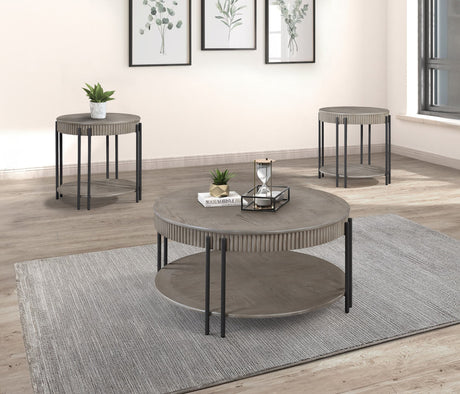 Providence Gray Coffee Table Set shown from front