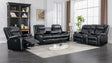 Weston black faux leather 3-piece reclining living room set front angle