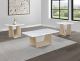 Adea white oak 3-piece coffee table set top view