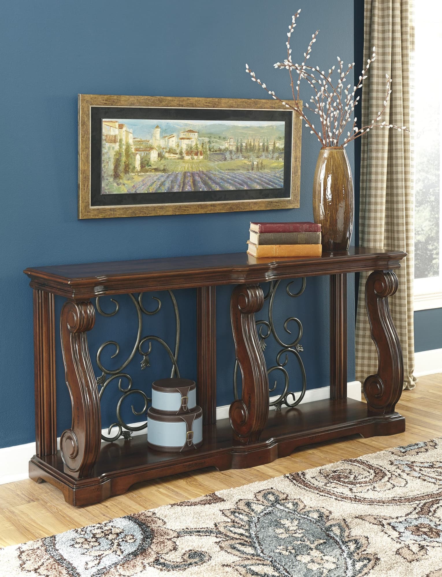 Rustic Brown Storage Coffee Table front angle