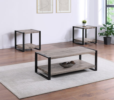 Mildred Gray Coffee Table Set with weathered gray tabletop