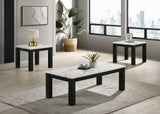 Ivy black and white faux marble coffee table set with coffee table and two side tables