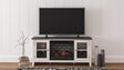 Dorrinson Two-Tone 60 inch TV Stand with Electric Fireplace front view