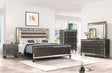 main view of Stars Charcoal LED Upholstered Panel Bedroom Set bed