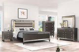 main view of Stars Charcoal LED Upholstered Panel Bedroom Set bed