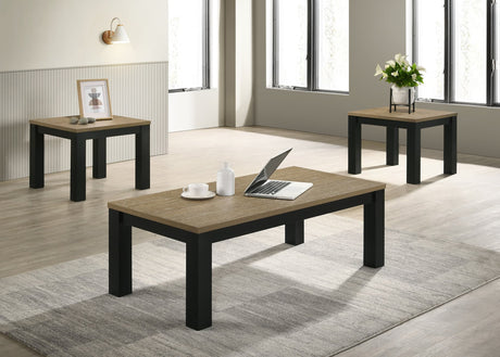 Theo Natural Coffee Table Set front angle showing nested tables