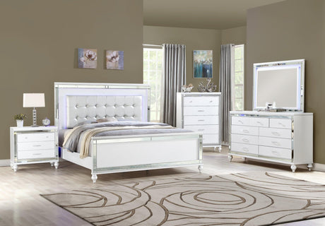 Blanca White Upholstered LED Panel Bedroom Set main view of bed