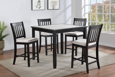 Salvador counter height dining set, front main view showing table and chairs