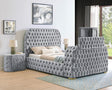 Natalia Gray Upholstered Tufted Panel King Bed front view