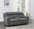 Bahrain Upholstered Power Reclining Loveseat Charcoal front angle
