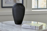 Etney Slate Glass Vase front angle showing cut-glass pattern