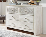 Paxberry whitewash dresser front view with 6 drawers