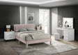 Lucia Pink Upholstered Platform Queen Bed front view