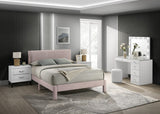 Lucia Pink Upholstered Platform Queen Bed front view