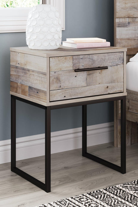Neilsville Whitewash Nightstand angled front view