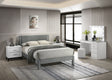 Lucia Light Gray Upholstered Platform Queen Bed front view